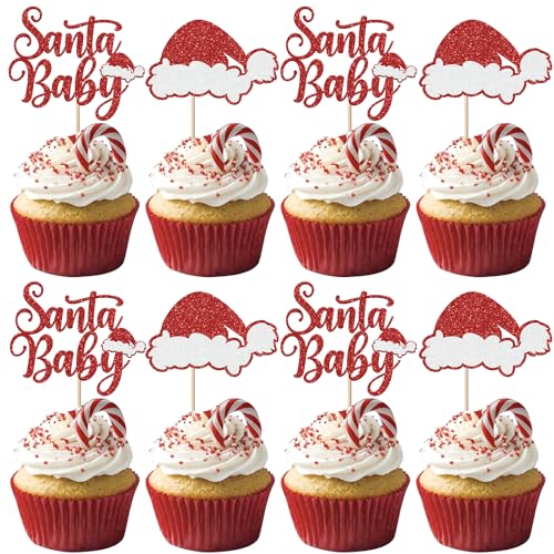 24 Stück Santa Baby Cupcake Toppers Glitzer Weihnachten Mütze Tortendeko Oh Baby Kuchen Deko für Frohe Thema Gender Reveal Dusche Geburtstag Party Dekorationen Rot 24 Stück Santa Baby Cupcake Toppers Glitzer Weihnachten Mütze Tortendeko Oh Baby Kuchen Deko für Frohe Thema Gender Reveal Dusche Geburtstag Party Dekorationen Rot von SYKYCTCY