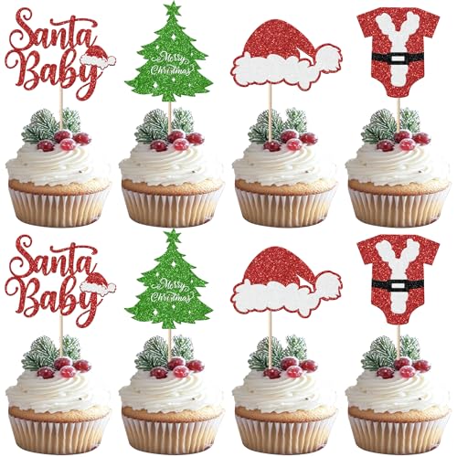 24 Stück Santa Baby Cupcake Toppers Glitzer Weihnachten Mütze Tortendeko Weihnachtsbaum Kuchen Deko für Frohe Weihnachten Thema Gender Reveal Baby Dusche Geburtstag Party Kuchen Dekorationen Rot Grün 24 Stück Santa Baby Cupcake Toppers Glitzer Weihnachten Mütze Tortendeko Weihnachtsbaum Kuchen Deko für Frohe Weihnachten Thema Gender Reveal Baby Dusche Geburtstag Party Kuchen Dekorationen Rot Grün von SYKYCTCY