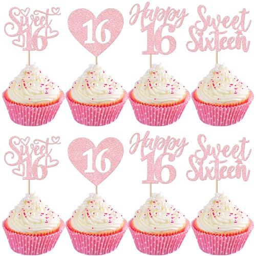 24 Stück Sweet 16 Cupcake Toppers Sweet Teenager 16 Tortendeko Glitzer Happy 16 Sweet Sixteen Kuchen Deko für 16. Geburtstag Jahrestag Party Kuchen Dekorationen Helles Rosa 24 Stück Sweet 16 Cupcake Toppers Sweet Teenager 16 Tortendeko Glitzer Happy 16 Sweet Sixteen Kuchen Deko für 16. Geburtstag Jahrestag Party Kuchen Dekorationen Helles Rosa von SYKYCTCY