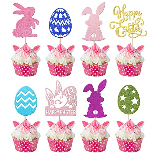 24 Stück Tortendeko, Happy Easter Bunt Kuchen Deko Cupcake Topper für Easter Theme Party Kinder Geburtstag Cake Dekorationen 24 Stück Tortendeko, Happy Easter Bunt Kuchen Deko Cupcake Topper für Easter Theme Party Kinder Geburtstag Cake Dekorationen von SYKYCTCY