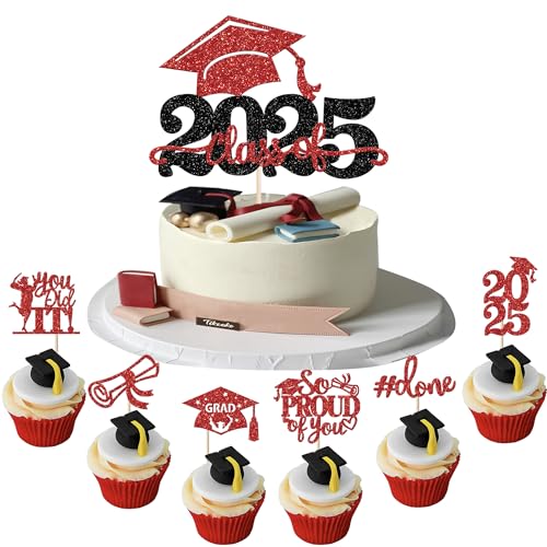 25 Stück 2025 Abschluss Tortendeko Graduation Grade Cap Kuchen Deko So Proud of You Cupcake Toppers für 2025 Abschluss Party Kuchen Dekoration Rot 25 Stück 2025 Abschluss Tortendeko Graduation Grade Cap Kuchen Deko So Proud of You Cupcake Toppers für 2025 Abschluss Party Kuchen Dekoration Rot von SYKYCTCY