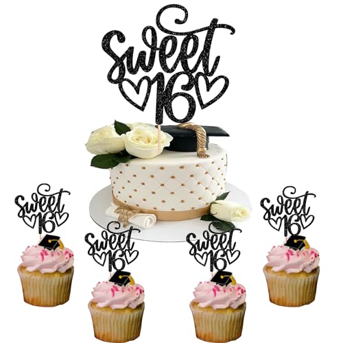 25 Stück Sweet 16 Tortendeko Glitzer Sweet Teenager 16 Cupcake Toppers Happy 16th Geburtstag Kuchen Deko für Jungen Mädchen 16 Jahre alt Geburtstag Party Kuchen Dekoendeko Schwarz 25 Stück Sweet 16 Tortendeko Glitzer Sweet Teenager 16 Cupcake Toppers Happy 16th Geburtstag Kuchen Deko für Jungen Mädchen 16 Jahre alt Geburtstag Party Kuchen Dekoendeko Schwarz von SYKYCTCY
