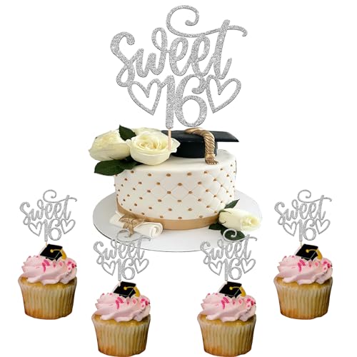 25 Stück Sweet 16 Tortendeko Glitzer Sweet Teenager 16 Cupcake Toppers Happy 16th Geburtstag Kuchen Deko für Jungen Mädchen 16 Jahre alt Geburtstag Party Kuchen Dekoendeko Silber 25 Stück Sweet 16 Tortendeko Glitzer Sweet Teenager 16 Cupcake Toppers Happy 16th Geburtstag Kuchen Deko für Jungen Mädchen 16 Jahre alt Geburtstag Party Kuchen Dekoendeko Silber von SYKYCTCY