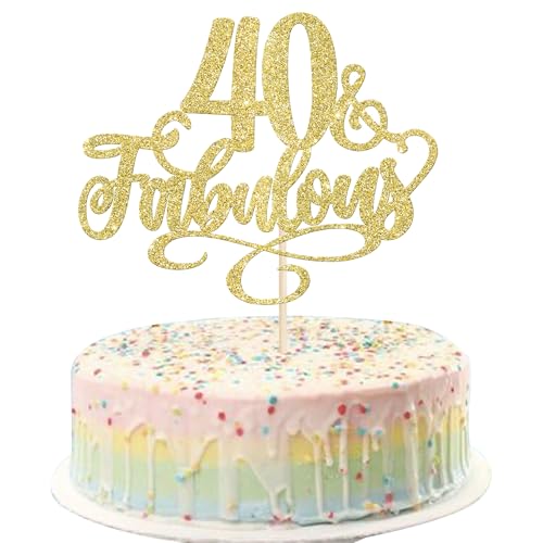 3 Stück 40 & Fabulous Tortendeko 40th Birthday Cake Toppers Prost auf 40 Geburtstag Kuchen Deko 40 & Fabulous Kuchen Dekorationen für 40th Geburtstag Hochzeit Jahrestag Party Tortendekoration Gold von SYKYCTCY