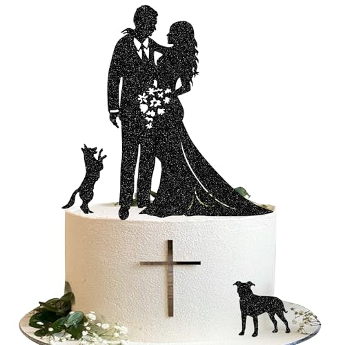 3 Stück Hochzeit Tortendeko Glitzer Schwarz Braut Bräutigam Kuchen Deko mit 2 Haushunden Cupcke Toppers für Verlobung Hochzeit Braut Dusche Thema Party Kuchen Dekorationen 3 Stück Hochzeit Tortendeko Glitzer Schwarz Braut Bräutigam Kuchen Deko mit 2 Haushunden Cupcke Toppers für Verlobung Hochzeit Braut Dusche Thema Party Kuchen Dekorationen von SYKYCTCY