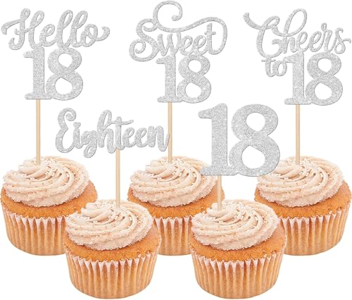 30 Stück 18th Geburtstag Tortendeko Glitzer Hello 18 Cheers to 18 Cupcake Toppers Sweet Eighteen 18 Kuchen Deko für Prost auf 18 Geburtstag Jahrestag Party Kuchen Dekoration Silber 30 Stück 18th Geburtstag Tortendeko Glitzer Hello 18 Cheers to 18 Cupcake Toppers Sweet Eighteen 18 Kuchen Deko für Prost auf 18 Geburtstag Jahrestag Party Kuchen Dekoration Silber von SYKYCTCY