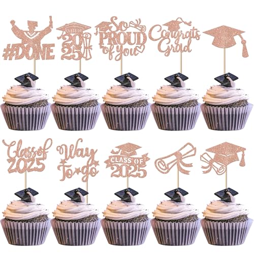 30 Stück 2025 Abschluss Cupcake Dekorationen So Proud of You Cupcake Toppers Class of 2025 Kuchen Deko Abschluss Kappe Diplom Tortendeko für 2025 Graduierung Thema Party Kuchen Dekorationen Rosegold 30 Stück 2025 Abschluss Cupcake Dekorationen So Proud of You Cupcake Toppers Class of 2025 Kuchen Deko Abschluss Kappe Diplom Tortendeko für 2025 Graduierung Thema Party Kuchen Dekorationen Rosegold von SYKYCTCY