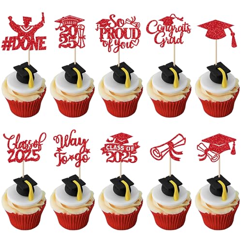 30 Stück 2025 Abschluss Cupcake Dekorationen So Proud of You Cupcake Toppers Class of 2025 Kuchen Deko Abschluss Kappe Diplom Tortendeko für 2025 Graduierung Thema Party Kuchen Dekorationen Rot 30 Stück 2025 Abschluss Cupcake Dekorationen So Proud of You Cupcake Toppers Class of 2025 Kuchen Deko Abschluss Kappe Diplom Tortendeko für 2025 Graduierung Thema Party Kuchen Dekorationen Rot von SYKYCTCY
