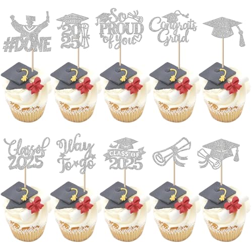 30 Stück 2025 Abschluss Cupcake Dekorationen So Proud of You Cupcake Toppers Class of 2025 Kuchen Deko Abschluss Kappe Diplom Tortendeko für 2025 Graduierung Thema Party Kuchen Dekorationen Silber 30 Stück 2025 Abschluss Cupcake Dekorationen So Proud of You Cupcake Toppers Class of 2025 Kuchen Deko Abschluss Kappe Diplom Tortendeko für 2025 Graduierung Thema Party Kuchen Dekorationen Silber von SYKYCTCY