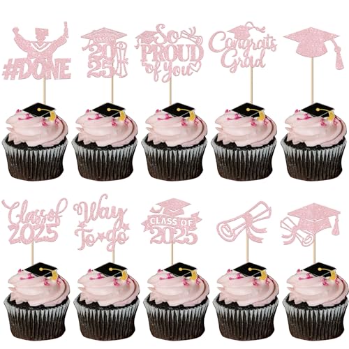 30 Stück 2025 Abschluss Tortendeko So Proud of You Cupcake Toppers Class of 2025 Kuchen Deko Abschluss Kappe Diplom Cupcake Dekorationen für 2025 Graduierung Thema Party Kuchen Dekorationen Hellrosa 30 Stück 2025 Abschluss Tortendeko So Proud of You Cupcake Toppers Class of 2025 Kuchen Deko Abschluss Kappe Diplom Cupcake Dekorationen für 2025 Graduierung Thema Party Kuchen Dekorationen Hellrosa von SYKYCTCY