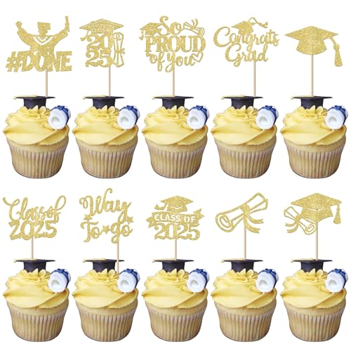 30 Stück 2025 Abschluss Tortendeko So Proud of You Cupcake Toppers Class of 2025 Kuchen Deko Abschluss Kappe Diplom Cupcake Dekorationen für 2025 Graduierung Thema Party Kuchen Dekorationen Gold 30 Stück 2025 Abschluss Tortendeko So Proud of You Cupcake Toppers Class of 2025 Kuchen Deko Abschluss Kappe Diplom Cupcake Dekorationen für 2025 Graduierung Thema Party Kuchen Dekorationen Gold von SYKYCTCY