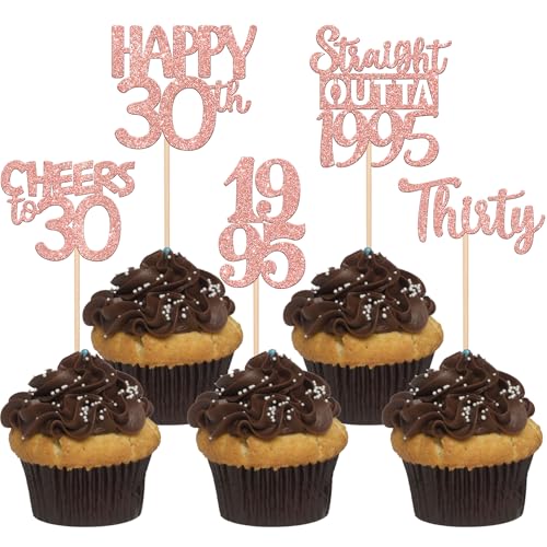 30 Stück 30th Geburtstag Cupcake Toppers Glitzer Straight Outta 1995 Kuchen Deko Happy 30th Thirty Tortendeko für Prost auf 30 Jahre Geburtstag Hochzeit Jahrestag Party Kuchen Dekoration Rosegold 30 Stück 30th Geburtstag Cupcake Toppers Glitzer Straight Outta 1995 Kuchen Deko Happy 30th Thirty Tortendeko für Prost auf 30 Jahre Geburtstag Hochzeit Jahrestag Party Kuchen Dekoration Rosegold von SYKYCTCY