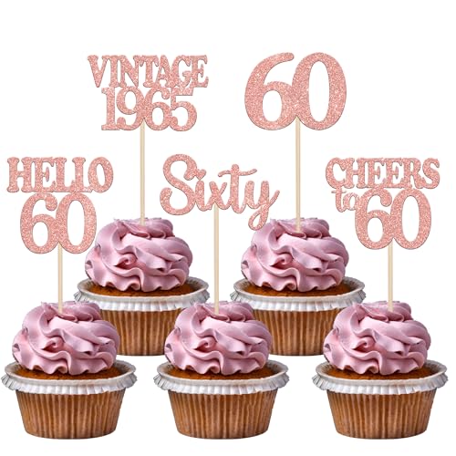 30 Stück 60th Geburtstag Cupcake Toppers Glitzer Vintage 1965 Kuchen Deko Cheers to 60 Happy 60th Tortendeko für Prost auf 60 Jahre Geburtstag Jahrestag Party Kuchen Dekoration Rosegold 30 Stück 60th Geburtstag Cupcake Toppers Glitzer Vintage 1965 Kuchen Deko Cheers to 60 Happy 60th Tortendeko für Prost auf 60 Jahre Geburtstag Jahrestag Party Kuchen Dekoration Rosegold von SYKYCTCY