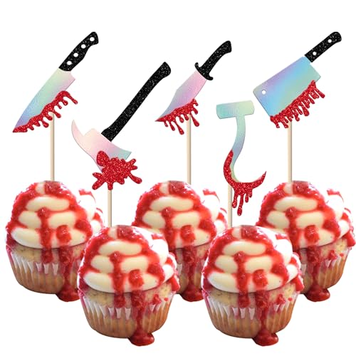 30 Stück Halloween Messer Kuchen Deko Glitzer Gruseliges blutiges Messer Cupcake Toppers Killer Geburtstag Tortendeko für Happy Halloween Thema Party Kuchen Dekorationen 30 Stück Halloween Messer Kuchen Deko Glitzer Gruseliges blutiges Messer Cupcake Toppers Killer Geburtstag Tortendeko für Happy Halloween Thema Party Kuchen Dekorationen von SYKYCTCY