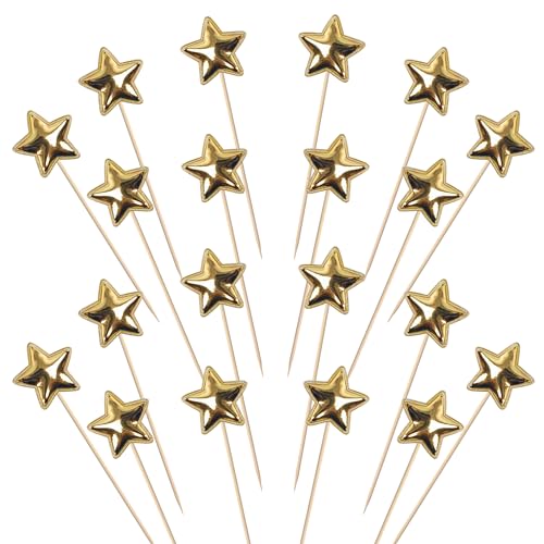 30 Stück Kleiner Stern Tortendeko PU-Material Stern Form Kuchen Deko Glitzern Kleiner Stern Cupcake Toppers für Baby Dusche Verlobung Hochzeit Geburtstag Party Kuchen Dekorationen Gold von SYKYCTCY