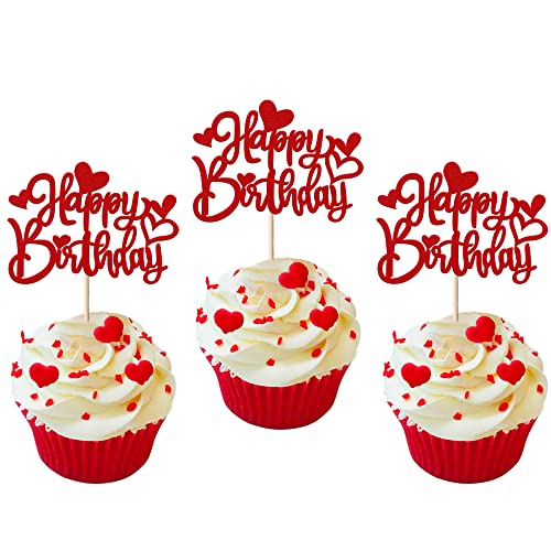 30 Stück Love Heart Happy Birthday Cupcake Topper Glitter Sweet Love Valentinstag Muffin Dekorationen für Valentinstag Liebe Thema Baby Dusche Kinder Geburtstag Party Kuchen Dekorationen Zubehör Red 30 Stück Love Heart Happy Birthday Cupcake Topper Glitter Sweet Love Valentinstag Muffin Dekorationen für Valentinstag Liebe Thema Baby Dusche Kinder Geburtstag Party Kuchen Dekorationen Zubehör Red von SYKYCTCY