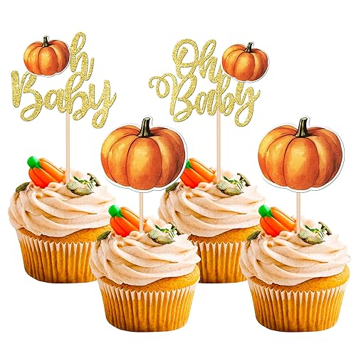 30 Stück Oh Baby Kürbis Tortendeko Herbst Thema Geburtstag Cupcake Toppers Halloween Kuchen Deko für Kürbis Thema Baby Dusche 1. Geburtstag Party Kuchen Dekorationen von SYKYCTCY