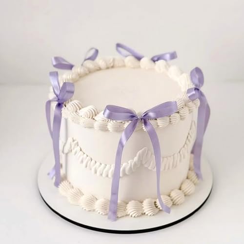 30 Stück Schleife Tortendeko Schleifen Knoten Kuchen Deko Schleife Knoten Bänder Cake Toppers für High Footed Cup Ballon Wand Party Dekorationen Hochzeit Braut Torte Dessert Dekoration Helllila von SYKYCTCY