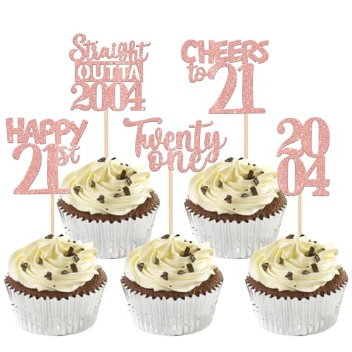 30 Stück Straight Outta 2004 Cupcake Toppers Glitzer Twenty one Kuchen Deko Happy 21st Tortendeko für Prost auf 21 Jahre Geburtstag Hochzeit Jahrestag Party Kuchen Dekoration Rosegold 30 Stück Straight Outta 2004 Cupcake Toppers Glitzer Twenty one Kuchen Deko Happy 21st Tortendeko für Prost auf 21 Jahre Geburtstag Hochzeit Jahrestag Party Kuchen Dekoration Rosegold von SYKYCTCY