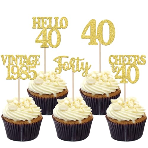 30 Stück Vintage 1985 Geburtstag Tortendeko Glitzer Happy 40th Cheers to 40 Cupcake Toppers für Prost auf 40 Jahre Geburtstag Hochzeit Jahrestag Party Kuchen Dekoration Gold 30 Stück Vintage 1985 Geburtstag Tortendeko Glitzer Happy 40th Cheers to 40 Cupcake Toppers für Prost auf 40 Jahre Geburtstag Hochzeit Jahrestag Party Kuchen Dekoration Gold von SYKYCTCY
