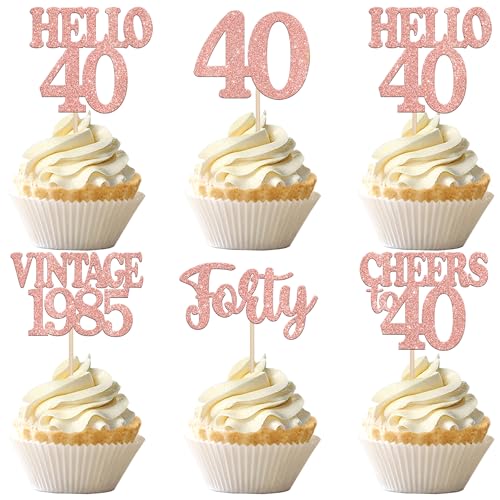 30 Stück Vintage 1985 Geburtstag Tortendeko Glitzer Happy 40th Cheers to 40 Cupcake Toppers für Prost auf 40 Jahre Geburtstag Hochzeit Jahrestag Party Kuchen Dekoration Rosegold 30 Stück Vintage 1985 Geburtstag Tortendeko Glitzer Happy 40th Cheers to 40 Cupcake Toppers für Prost auf 40 Jahre Geburtstag Hochzeit Jahrestag Party Kuchen Dekoration Rosegold von SYKYCTCY