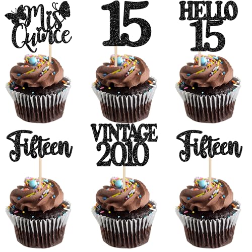 30 Stück Vintage 2010 Tortendeko Hello 15 Cupcake Toppers Happy 15th Fifteen Kuchen Deko für Prost auf 15 Jahre Geburtstag Hochzeit Jahrestag Party Kuchen Dekoration Schwarz 30 Stück Vintage 2010 Tortendeko Hello 15 Cupcake Toppers Happy 15th Fifteen Kuchen Deko für Prost auf 15 Jahre Geburtstag Hochzeit Jahrestag Party Kuchen Dekoration Schwarz von SYKYCTCY
