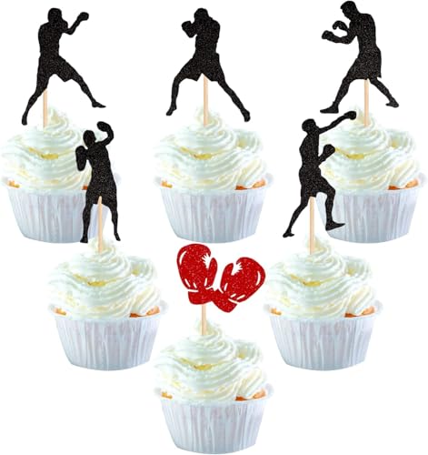 36 Stück Boxen Spieler Tortendeko Glitzer Boxen Handschuhe Kuchen Deko für Boxer Turnhalle Thema Baby Dusche Kinder Geburtstag Party Kuchen Dekorationen Schwarz 36 Stück Boxen Spieler Tortendeko Glitzer Boxen Handschuhe Kuchen Deko für Boxer Turnhalle Thema Baby Dusche Kinder Geburtstag Party Kuchen Dekorationen Schwarz von SYKYCTCY