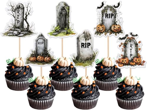 36 Stück Halloween Tortendeko Grabstein Cupcake Toppers RIP Friedhof Gräber Zombie Kreuz Kuchen Deko für Halloween Thema Geburtstag Party Kuchen Dekorationen 36 Stück Halloween Tortendeko Grabstein Cupcake Toppers RIP Friedhof Gräber Zombie Kreuz Kuchen Deko für Halloween Thema Geburtstag Party Kuchen Dekorationen von SYKYCTCY