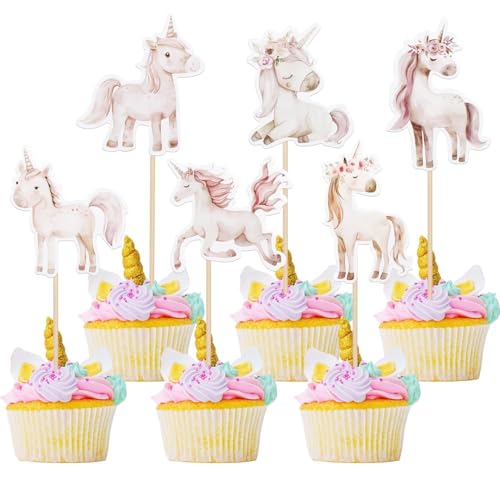 36 Stück Pferde Tortendeko Wildes Tier Cupcake Toppers Pferde Kuchen Deko für Wildes Tier Thema Baby Dusche Kinder Geburtstag Party Kuchen Dekorationen von SYKYCTCY