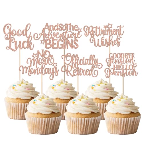 36 Stück Ruhestand Kuchen Deko Officially Retired Cupcake Toppers No More Mondays Retirement Wishes Tortendeko für Fröhlichen Ruhestands Thema Abschied Geburtstag Party Kuchen Dekorationen Rosegold 36 Stück Ruhestand Kuchen Deko Officially Retired Cupcake Toppers No More Mondays Retirement Wishes Tortendeko für Fröhlichen Ruhestands Thema Abschied Geburtstag Party Kuchen Dekorationen Rosegold von SYKYCTCY