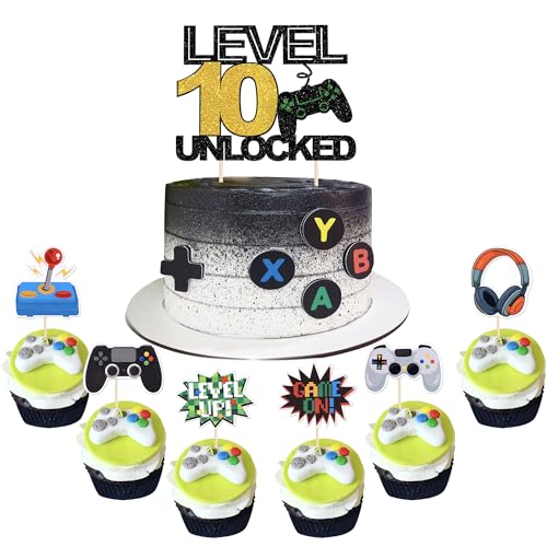 37 Stück 10 Videospiel Tortendeko Glitzer Gaming Level Unlocked 10th Geburtstag Kuchen Deko Spielkonsolen Cake Topper für Jungen Mädchen Spielkonsole Theme Geburtstag Party Kuchenaufsatz 37 Stück 10 Videospiel Tortendeko Glitzer Gaming Level Unlocked 10th Geburtstag Kuchen Deko Spielkonsolen Cake Topper für Jungen Mädchen Spielkonsole Theme Geburtstag Party Kuchenaufsatz von SYKYCTCY