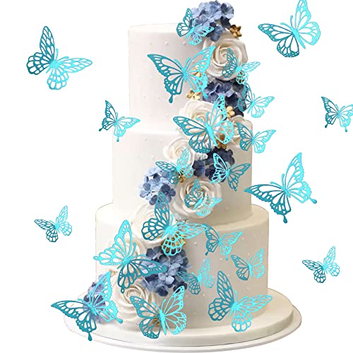 40 Stück 3D Lebendige Schmetterling Cupcake Topper Gemischte Stile Hohle Schmetterling Tortendeko Geburtstag Butterfly Tortendeko Hochzeit Jahrestag Baby Shower Geburtstag Party Kuchen Dekoendeko Blau von SYKYCTCY