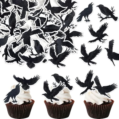 48 Stück Essbar Krähe Tortendeko Halloween Schwarz Krähe Kuchen Deko Essbare Rabe Cupcake Toppers für Horror Crow Halloween Thema Geburtstag Party Kuchen Dekorationen 48 Stück Essbar Krähe Tortendeko Halloween Schwarz Krähe Kuchen Deko Essbare Rabe Cupcake Toppers für Horror Crow Halloween Thema Geburtstag Party Kuchen Dekorationen von SYKYCTCY