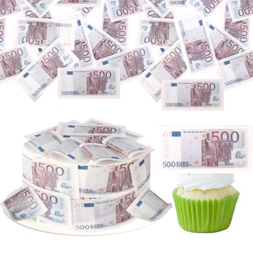 50 Stück Essbare 500 Euro Bill Bild Kuchen Deko Waffelpapier Gefälschtes Geld Tortendeko 500 Euro Cake Toppers für Geld Thema Baby Dusche Männer Frauen Geburtstag Party Kuchen Dekoration von SYKYCTCY