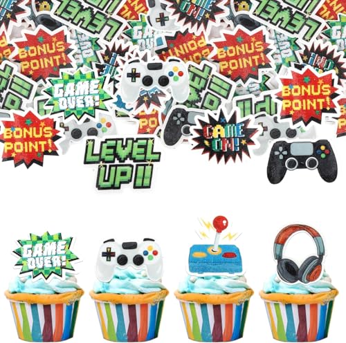 56 Stück Essbare Videospiel Tortendeko Waffelpapier Gaming Geburtstag Kuche Deko Videospiel Cupcake Toppers für Baby Dusche Jungen Geburtstag Party Kuchen Dekoration 56 Stück Essbare Videospiel Tortendeko Waffelpapier Gaming Geburtstag Kuche Deko Videospiel Cupcake Toppers für Baby Dusche Jungen Geburtstag Party Kuchen Dekoration von SYKYCTCY