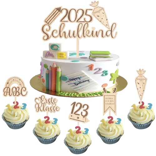 6 Stück 2025 Schulkind Tortendeko Holz Erste Klasse Bleistift Zuckertüte ABC Cake Toppers HURRA ICH BIN Schulkind Kuchen Deko für Junge Mädchen Einschulung Thema Party Kuchen Dekorationen 6 Stück 2025 Schulkind Tortendeko Holz Erste Klasse Bleistift Zuckertüte ABC Cake Toppers HURRA ICH BIN Schulkind Kuchen Deko für Junge Mädchen Einschulung Thema Party Kuchen Dekorationen von SYKYCTCY