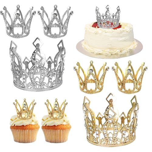 6 Stück Krone Tortendeko Gemischte Größe Kristall Perlen Krone Cupcake Toppers Kleine Krone Tiara Kuchen Deko Für Brautdusche Hochzeit Kinder Geburtstag Party Kuchen Dekorationen Buntes von SYKYCTCY