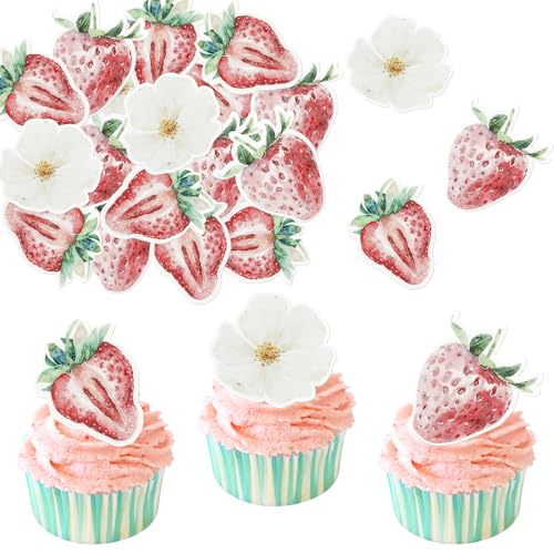 60 Stück Essbar Erdbeer Blume Tortendeko Erdbeer Geburtstag Kuchen Deko Reispapier Waffelpapier Cake Topper für Erdbeer Thema Baby Dusche Kinder Geburtstag Party Kuchen Dekorationen Rosa 60 Stück Essbar Erdbeer Blume Tortendeko Erdbeer Geburtstag Kuchen Deko Reispapier Waffelpapier Cake Topper für Erdbeer Thema Baby Dusche Kinder Geburtstag Party Kuchen Dekorationen Rosa von SYKYCTCY