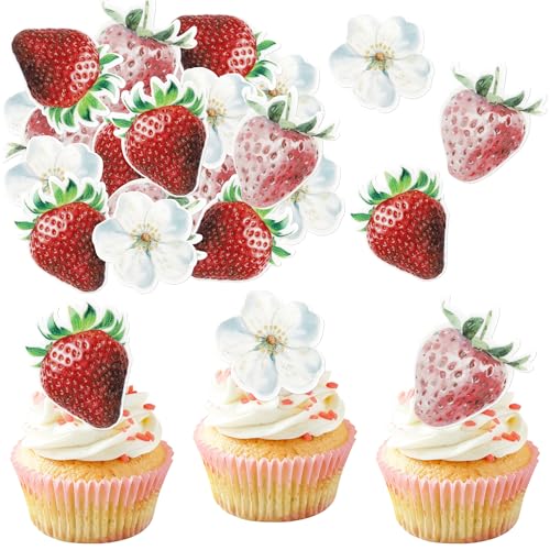 60 Stück Essbar Erdbeer Blume Tortendeko Erdbeer Geburtstag Kuchen Deko Reispapier Waffelpapier Cake Topper für Erdbeer Thema Baby Dusche Kinder Geburtstag Party Kuchen Dekorationen 60 Stück Essbar Erdbeer Blume Tortendeko Erdbeer Geburtstag Kuchen Deko Reispapier Waffelpapier Cake Topper für Erdbeer Thema Baby Dusche Kinder Geburtstag Party Kuchen Dekorationen von SYKYCTCY