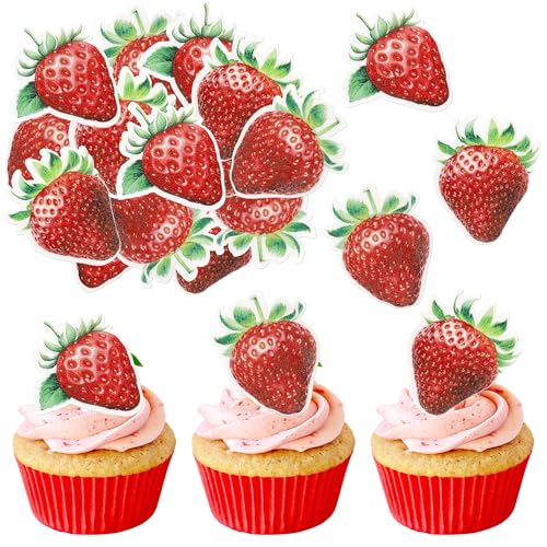 60 Stück Essbar Erdbeer Tortendeko Erdbeere Geburtstag Kuchen Deko Reispapier Waffelpapier Cake Topper für Obst Thema Baby Dusche Kinder Geburtstag Party Kuchen Dekorationen Rot 60 Stück Essbar Erdbeer Tortendeko Erdbeere Geburtstag Kuchen Deko Reispapier Waffelpapier Cake Topper für Obst Thema Baby Dusche Kinder Geburtstag Party Kuchen Dekorationen Rot von SYKYCTCY