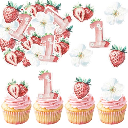 60 Stück Essbar Sweet One Cupcake Toppers Erster Geburtstag Erdbeer Blume Tortendeko Reispapier Waffelpapier Kuchen Deko für Obst Thema Baby Dusche Kinder 1st Geburtstag Party Kuchen Dekorationen 60 Stück Essbar Sweet One Cupcake Toppers Erster Geburtstag Erdbeer Blume Tortendeko Reispapier Waffelpapier Kuchen Deko für Obst Thema Baby Dusche Kinder 1st Geburtstag Party Kuchen Dekorationen von SYKYCTCY