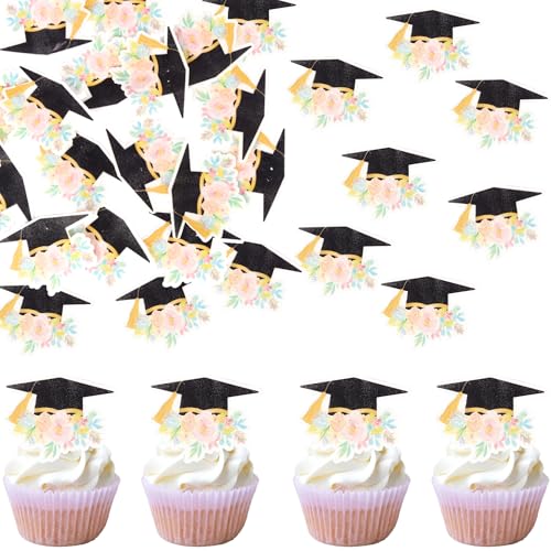 60 Stück Essbare Abschluss Kappe Tortendeko Waffel Papier 2025 Graduierung Blume Kuchen Deko Klasse von 2025 Kappe Cupcake Toppers für Abschluss Thema Party Cupcake Dekorationen 60 Stück Essbare Abschluss Kappe Tortendeko Waffel Papier 2025 Graduierung Blume Kuchen Deko Klasse von 2025 Kappe Cupcake Toppers für Abschluss Thema Party Cupcake Dekorationen von SYKYCTCY
