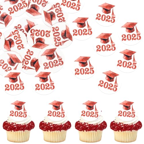 60 Stück Essbare Abschluss Kappe Tortendeko Waffel Papier 2025 Graduierung Kuchen Deko Klasse von 2025 Kappe Cupcake Toppers für Abschluss Thema Party Cupcake Dekorationen Rot 60 Stück Essbare Abschluss Kappe Tortendeko Waffel Papier 2025 Graduierung Kuchen Deko Klasse von 2025 Kappe Cupcake Toppers für Abschluss Thema Party Cupcake Dekorationen Rot von SYKYCTCY