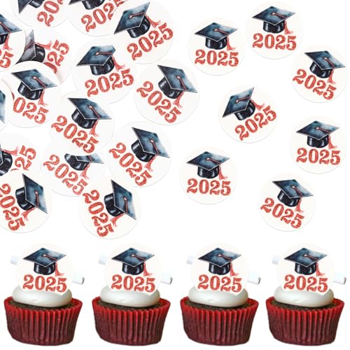 60 Stück Essbare Abschluss Kappe Tortendeko Waffel Papier 2025 Graduierung Kuchen Deko Klasse von 2025 Kappe Cupcake Toppers für Abschluss Thema Party Cupcake Dekorationen Schwarz Rot 60 Stück Essbare Abschluss Kappe Tortendeko Waffel Papier 2025 Graduierung Kuchen Deko Klasse von 2025 Kappe Cupcake Toppers für Abschluss Thema Party Cupcake Dekorationen Schwarz Rot von SYKYCTCY