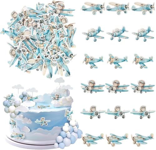 60 Stück Essbare Flugzeug Cupcake Toppers Pilot Luftfahrt Flugzeug Tortendeko Essbares Flugzeug Kuchen Deko für Flugzeug Thema Baby Dusche Kinder Jungen Geburtstag Party Kuchen Dekorationen Blau 60 Stück Essbare Flugzeug Cupcake Toppers Pilot Luftfahrt Flugzeug Tortendeko Essbares Flugzeug Kuchen Deko für Flugzeug Thema Baby Dusche Kinder Jungen Geburtstag Party Kuchen Dekorationen Blau von SYKYCTCY