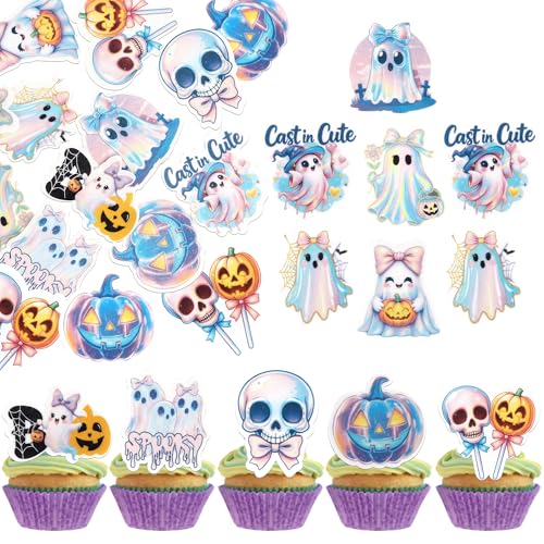 60 Stück Essbare Geist Tortendeko Waffelpapier Halloween Cupcake Toppers Gruselig Ghost Skelett Kürbis Kuchen Deko für Halloween Thema Baby Dusche Kinder Geburtstag Party Kuchen Dekorationen 60 Stück Essbare Geist Tortendeko Waffelpapier Halloween Cupcake Toppers Gruselig Ghost Skelett Kürbis Kuchen Deko für Halloween Thema Baby Dusche Kinder Geburtstag Party Kuchen Dekorationen von SYKYCTCY