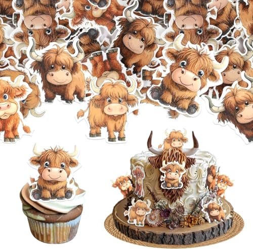 60 Stück Essbare Hochland Kuh Cupcake Toppers Süße Hochlandkuh Tortendeko Kuh Rinder Bauernhof Kuchen Deko für Baby Dusche Geburtstag Party Kuchen Dekorationen 60 Stück Essbare Hochland Kuh Cupcake Toppers Süße Hochlandkuh Tortendeko Kuh Rinder Bauernhof Kuchen Deko für Baby Dusche Geburtstag Party Kuchen Dekorationen von SYKYCTCY