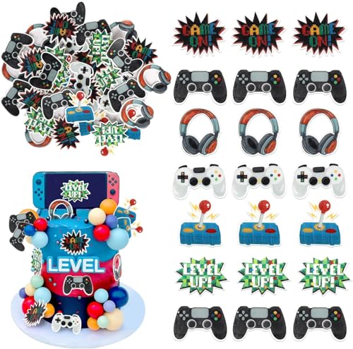60 Stück Essbare Videospiel Cupcake Toppers Waffelpapier Gaming Tortendeko Videospiel Geburtstag Kuchen Deko für Baby Dusche Jungen Geburtstag Party Kuchen Dekoration 60 Stück Essbare Videospiel Cupcake Toppers Waffelpapier Gaming Tortendeko Videospiel Geburtstag Kuchen Deko für Baby Dusche Jungen Geburtstag Party Kuchen Dekoration von SYKYCTCY