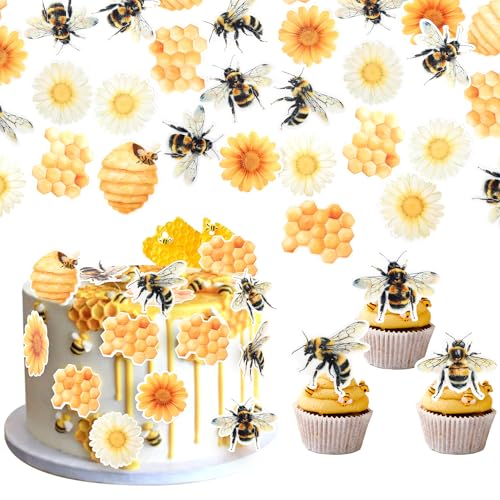 63 Stück Essbare Honigwabe Kuchen Deko Waffelpapier Biene Cupcake Toppers Essbare Honigwabe Tortendeko für Biene Thema Baby Dusche Jungen Mädchen Geburtstag Party Kuchen Dekoration 63 Stück Essbare Honigwabe Kuchen Deko Waffelpapier Biene Cupcake Toppers Essbare Honigwabe Tortendeko für Biene Thema Baby Dusche Jungen Mädchen Geburtstag Party Kuchen Dekoration von SYKYCTCY