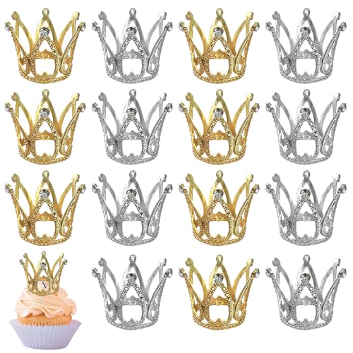 8 Stück Mini Krone Tortendeko Kristall Perlen Krone Cupcake Toppers Kleine Krone Tiara Kuchen Deko Für Brautdusche Hochzeit Kinder Geburtstag Party Kuchen Dekorationen Buntes von SYKYCTCY